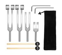 Graootoly Tuning Fork Set Kit Parts (128Hz, 136.1Hz, 512Hz,4096Hz) with Reflex Hammer for Set Musical
