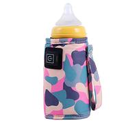 Graootoly Universal USB Milk Water Warmer Travel Stroller Insulated Bag Baby Nursing Bottle Heater Camouflage-Pink
