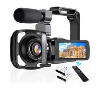 Graootoly Video Camera Camcorder Black Video Camera Camcorder Plastic Video Camera Camcorder HD 4K 56MP Digital WIFI Camera with Microphone 2.4G Remote Touch Screen Handheld Stabilizer