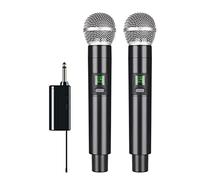 Graootoly Wireless Microphone Professional UHF Recording Handheld 2 Channel Lithium Battery for Stage Party School