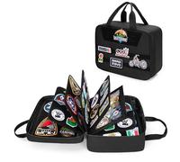 GRAOSO Patch Board Storage Bag, Flip-page Patch Book, 5 Removable Double Side Metal Ring Binders, 1 Binder Pocket (Totally 11 Sides Can be Stick), Patch Collection Carry Case, Black (Case Only)