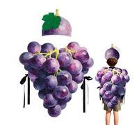 Grape Costume Outfit | Gag Joke Food Outfit with Hat | Prank Costume Fruit Grape Theme | for Drama Stage Cosplay Event Gathering Party Friends Women Men Elderly Family