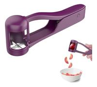Grape Cutter for Toddlers, Grape Slicer for Baby, Grape Tomato Cherry Strawberry Cutter Tools Into 4 Pieces for Vegetable Fruit Salad, Stainless Steel Quarter Grape Slicer Kitchen Gadget (Purple)