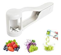 Grape Cutter for Toddlers, Grape Slicer for Baby, Grape Tomato Cherry Strawberry Cutter Tools Into 4 Pieces for Vegetable Fruit Salad, Stainless Steel Quarter Grape Slicer Kitchen Gadget (White)