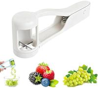 Grape Cutter for Toddlers, Multi Grape Quarter Cutter Tool, Fruit Slicer Handheld, One Second Fruit Slicer, Ideal for Grapes, Cherry Tomatoes, Strawberries, Blueberries, Small Fruits (White)