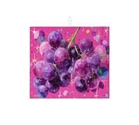 Grape Dish Drying Mats For Kitchen Counter, Vibrant Violet Grape Absorbent Dish Drainer Rack Mat, Colorful Microfiber Drying Pad For Kitchen Counter Coffee Bar Protector 16x18 Inch