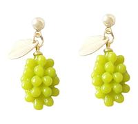 Grape Earrings for Women, Cute Fruit Grape Earrings for Girls, Tropical Green Grape Dangle Earrings Hypoallergenic, 3D Grape Drop Earrings, Gold Leaf Grape Earrings Studs(B)