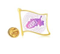 Grape Fruit Pulp Purple Art Deco Fashion Golden Metal Flag Lapel Pin Badge