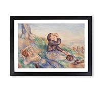 Grape Gatherers by Pierre-Auguste Renoir Framed Print | A2 Black Framed Wall Art | Ready to Hang | Modern Nature Picture | Living Room Bedroom Lounge Office