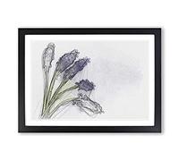 Grape Hyacinth Flower in Abstract Framed Print | A2 Black Framed Wall Art | Ready to Hang | Abstract Floral Picture | Living Room Bedroom Lounge Office