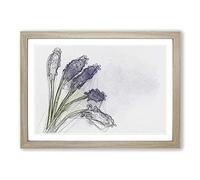 Grape Hyacinth Flower in Abstract Framed Print | A2 Oak Framed Wall Art | Ready to Hang | Abstract Floral Picture | Living Room Bedroom Lounge Office