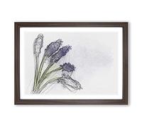 Grape Hyacinth Flower in Abstract Framed Print | A2 Walnut Framed Wall Art | Ready to Hang | Abstract Floral Picture | Living Room Bedroom Lounge Office