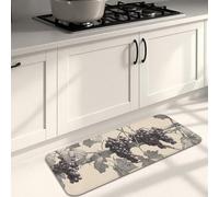 Grape Kitchen Mats for Floor, Vintage Botanical Soft Mats, Cushioned Comfort Washable Non Slip Decor Rugs for Kitchen Sinks Laundry Room Bathroom 16x47 Inch
