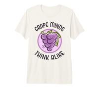 Grape Minds Think Alike Cute Adorable Kawaii Grapes Food Pun Premium T-Shirt