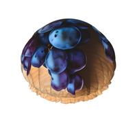 Grape Pattern Print Elastic And Reusable Hair Bath Caps Double Waterproof Layers Bathing Hat