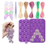 Grape Shape Silicone Soap Mold, DIY Grape Shaped Soap Making Kit, Hand Craft Soaps Bar Mould, Handmade Soaps Making Tool Kit, with Twine Bow and Tweezer for Parent Child Activity(Purple)