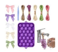 Grape Shaped Soap Mold - Food Safe Silicone Craft Mould Kit, Cluster Grape Design Easy Demold, Includes Colored Twine Bows, Beginner Soap Making Tool | Delightful DIY Gift Crafting Accessory