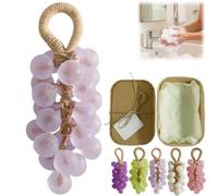 Grape Shaped Soap on a Rope, Handmade Crystal Grape Decorative Soap, Gentle Cleansing Bar for Bath Hand Washing, Unisex Gift Set with Gift Box women men (1, Light Purple)