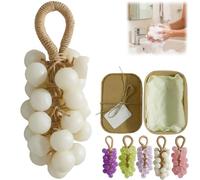 Grape Shaped Soap on a Rope, Handmade Crystal Grape Decorative Soap, Gentle Cleansing Bar for Bath Hand Washing, Unisex Gift Set with Gift Box women men (1, White)