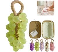 Grape Shaped Soap on a Rope, Handmade Crystal Grape Decorative Soap, Gentle Cleansing Bar for Bath Hand Washing, Unisex Gift Set with Gift Box women men (1, Green)
