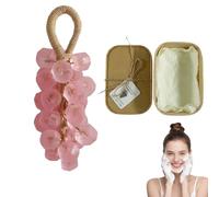 Grape Soap, Grape Soap on a Rope, Decorative Handmade Crystal Grapes for Washing Fresh Air, Lasting Fragrance, Gentle Cleansing, for Men and Women(Peach-2)