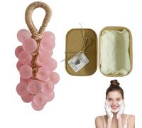 Grape Soap, Grape Soap on a Rope, Decorative Handmade Crystal Grapes for Washing Fresh Air, Lasting Fragrance, Gentle Cleansing, for Men and Women(Peach-1)