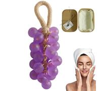 Grape Soap, Grape Soap On A Rope, Handcrafted rape Bunch oap, Cold Process Bath oap, Crystal rape Shaped On Rope, Decorative for Washing Hands and Bath (A)