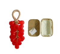 Grape Soap, Grape Soap on a Rope, Handmade Crystal Grape Soaps, Gentle Cleansing Soaps for Hand Washing and Freshening, for Women and Men (1, Red)