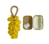Grape Soap, Grape Soap on a Rope, Handmade Crystal Grape Soaps, Gentle Cleansing Soaps for Hand Washing and Freshening, for Women and Men (1, Yellow)