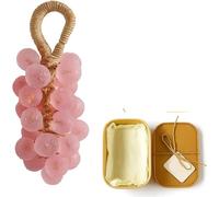 Grape Soap, Grape Soap On A Rope, Handmade Decorative Cluster Soaps Bars On Vine, Natural Fragrance Decorative for Washing Hands and Bath (peach)