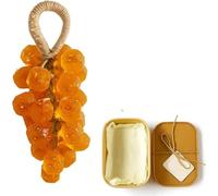 Grape Soap, Grape Soap On A Rope, Handmade Decorative Cluster Soaps Bars On Vine, Natural Fragrance Decorative for Washing Hands and Bath (calendula)