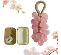 Grape Soap,Handcrafted Grape Soap on a Rope,Aromatic Bar So/ap Decorative,Bar Soa/p with Lasting Fragrance,Gra/pe Cluster Diy Handmade S/oap,Lasting Fragrance Christmas Birthday Gift(Peach Flavor)
