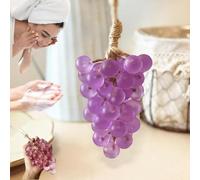 Grape Soap,Handcrafted Grape Soap on a Rope,Handmade Grapes-Shaped Soaps,G-rape Cluster Diy Handmade S-oap,Transparent G-rape S-oap,Lasting Fragrance Christmas Birthday Gift for Men and Women
