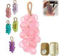 Grape Soap, Handmade DIY Grapes Cluster Shaped Soaps, Grape Soap on a Rope, Decorative Soaps Bars, Home Decor, Fresh Air and Washing Hands, Soap Grapes for Women Men (Peach)