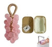 Grape Soap,Handmade Grape Soap on a Rope,Grapes-Shaped Christmas Hang Decors,Natural Soaps Bar with Refreshing Scent,Decorative,Aromatic for Washing Bath Fresh Air,Lasting Fragrance (Peach)