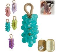 Grape Soap on a Rope, 2026 Handcrafted Crystal Grapes Soaps, Lasting Fragrance DIY Soap on a Rope, Home Decor and Gift Choice for Women Men (blue)