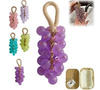 Grape Soap on a Rope, 2026 Handcrafted Crystal Grapes Soaps, Lasting Fragrance DIY Soap on a Rope, Home Decor and Gift Choice for Women Men Exquisite Box with Storage Bag (Blue)