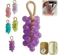 Grape Soap on a Rope, 2026 Handcrafted Crystal Grapes Soaps, Lasting Fragrance DIY Soap on a Rope, Home Decor and Gift Choice for Women Men (Purple)