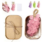 Grape Soap on a Rope, 2026 Handcrafted Crystal Grapes Soaps, Lasting Fragrance DIY Soap on a Rope, Home Decor and Gift Choice for Women Men Exquisite Box with Storage Bag (Pink)