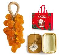 Grape Soap on a Rope, 25 Pack Handmade Crystal Grape Soap Gentle Cleansing Soaps, Decorative for Washing Face & Bath Cold Process Method with Hook (Orange（Calendula）)