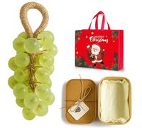 Grape Soap on a Rope, 25 Pack Handmade Crystal Grape Soap Gentle Cleansing Soaps, Decorative for Washing Face & Bath Cold Process Method with Hook (Green (jasmine scent))