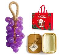 Grape Soap on a Rope, 25 Pack Handmade Crystal Grape Soap Gentle Cleansing Soaps, Decorative for Washing Face & Bath Cold Process Method with Hook (Purple (Lavender scent))