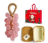 Grape Soap on a Rope, 25 Pack Handmade Crystal Grape Soap Gentle Cleansing Soaps, Decorative for Washing Face & Bath Cold Process Method with Hook (Peach Pink (Peach flavor))