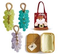 Grape Soap on a Rope, 25 Pack Handmade Crystal Grape Soap Gentle Cleansing Soaps, Decorative for Washing Face & Bath Cold Process Method with Hook (3 Pack-B)