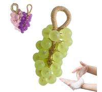 Grape Soap On A Rope, Crystal Grape Soap, Handmade Grapes Shape Bath Soaps,Natural Cold Process Artisan Soaps, Lasting Fragrance, For Skin Body Foot Hand, For Men Women (Light Green-Round,Simple Pack)