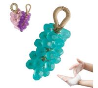 Grape Soap On A Rope, Crystal Grape Soap, Handmade Grapes Shape Bath Soaps,Natural Cold Process Artisan Soaps, Lasting Fragrance, For Skin Body Foot Hand, For Men Women (Royal Green,Simple Pack)