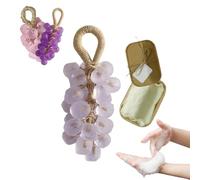 Grape Soap On A Rope, Crystal Grape Soap, Handmade Grapes Shape Bath Soaps,Natural Cold Process Artisan Soaps, Lasting Fragrance, For Skin Body Foot Hand, For Men Women (Light Purple,Box Pack)