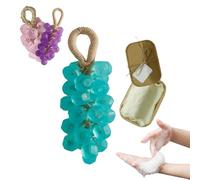 Grape Soap On A Rope, Crystal Grape Soap, Handmade Grapes Shape Bath Soaps,Natural Cold Process Artisan Soaps, Lasting Fragrance, For Skin Body Foot Hand, For Men Women (Royal Green,Box Pack)