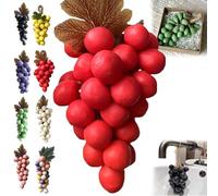 Grape Soap On a Rope, Grape Cluster Soap, Handmade Fruit Grapes Soaps, Fruit Fragrance, Gift Box Packaging, Hanging For Kitchens Or Bathrooms, For Face, Body Shower & Hands, 250g (Red)