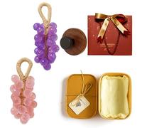 Grape Soap on a Rope, Grape Shaped Soap with Hook, Handmade Crystal Grapes Gentle Cleansing Soaps, Fresh Air, Decorative for Washing Hands and Bath, for Men and Women (Set-B)